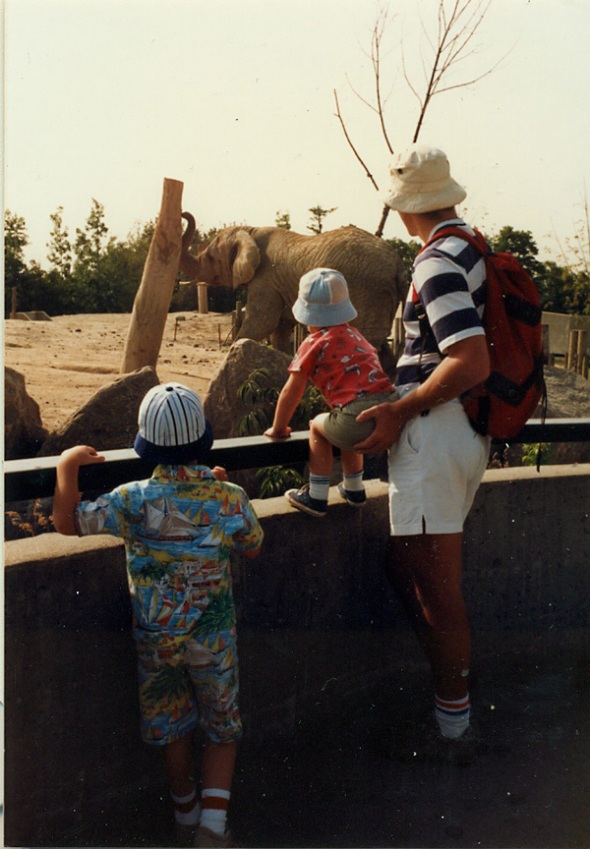 My father, helping me to see an elephant